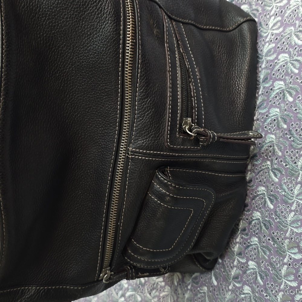 Tignanello Black Leather Crossbody Bag